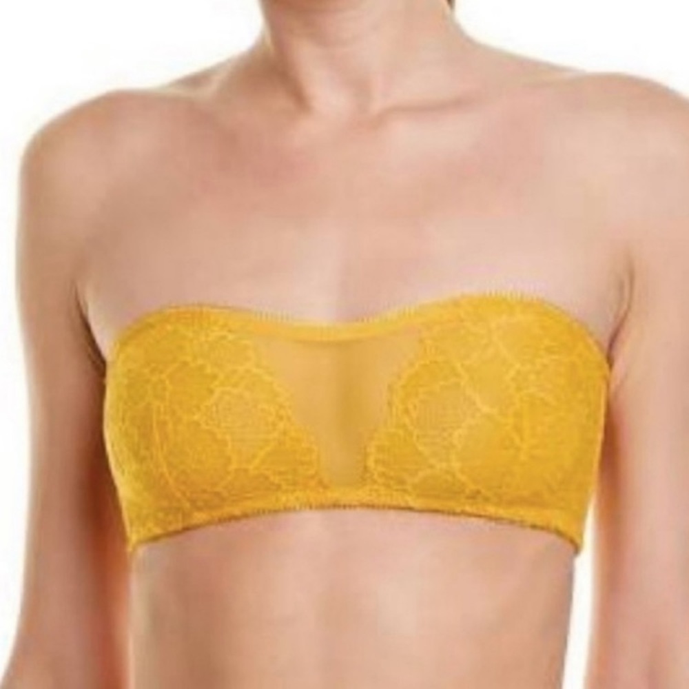 NWT Intimately Free People Mustard Yellow Lace Bandeau Bralette XS